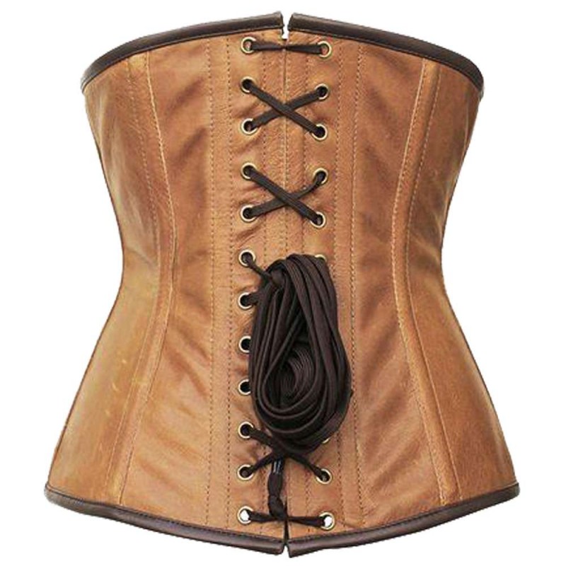 Custom Made Women Corset  Crossed Design Steampunk Crunch Leather Underbust Corset